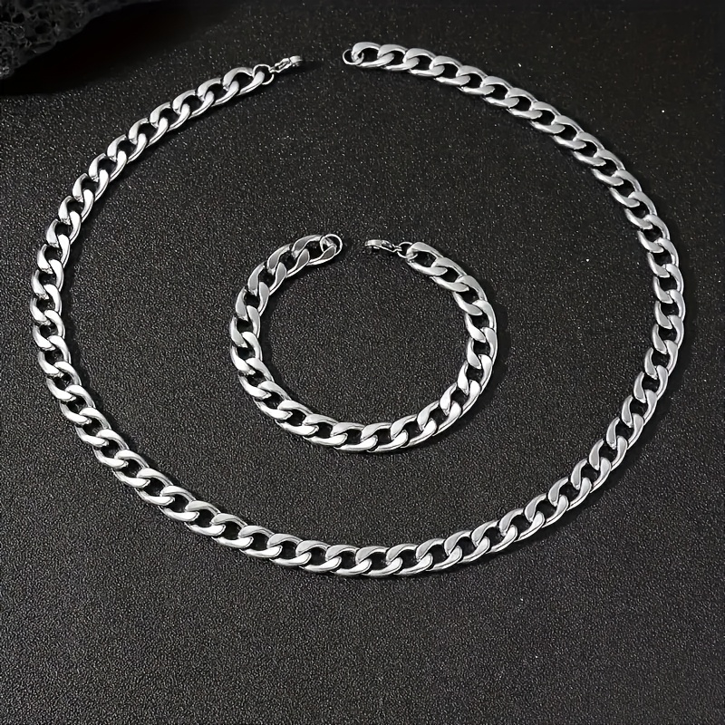 2pcs Necklace Bracelet Set Unisex Y2K Couple Jewelry